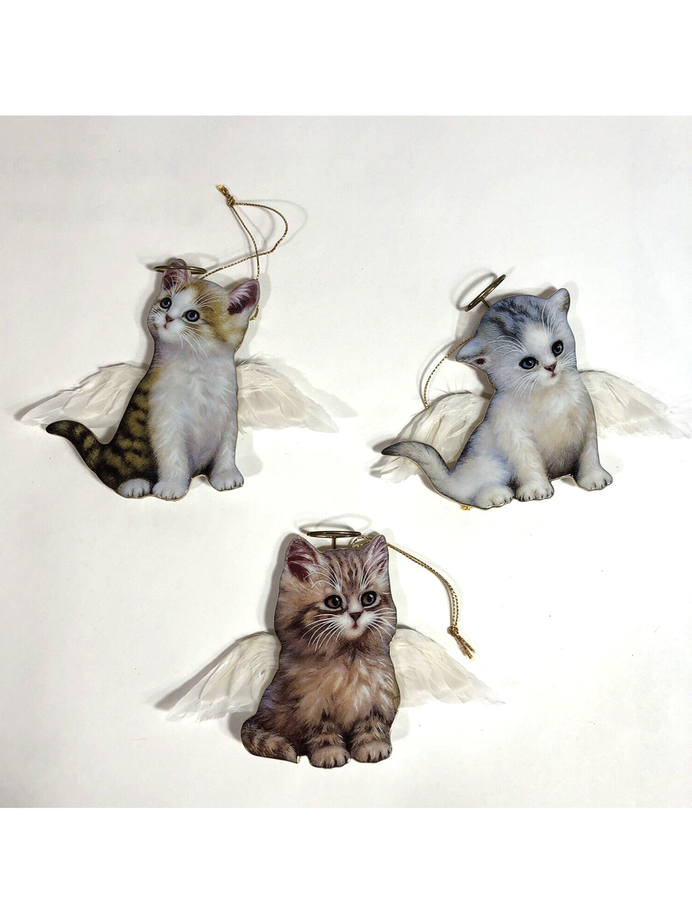 3 Purrfect Little Angels Kitten Ornaments Misty Fluffy Cat Bradford Editions